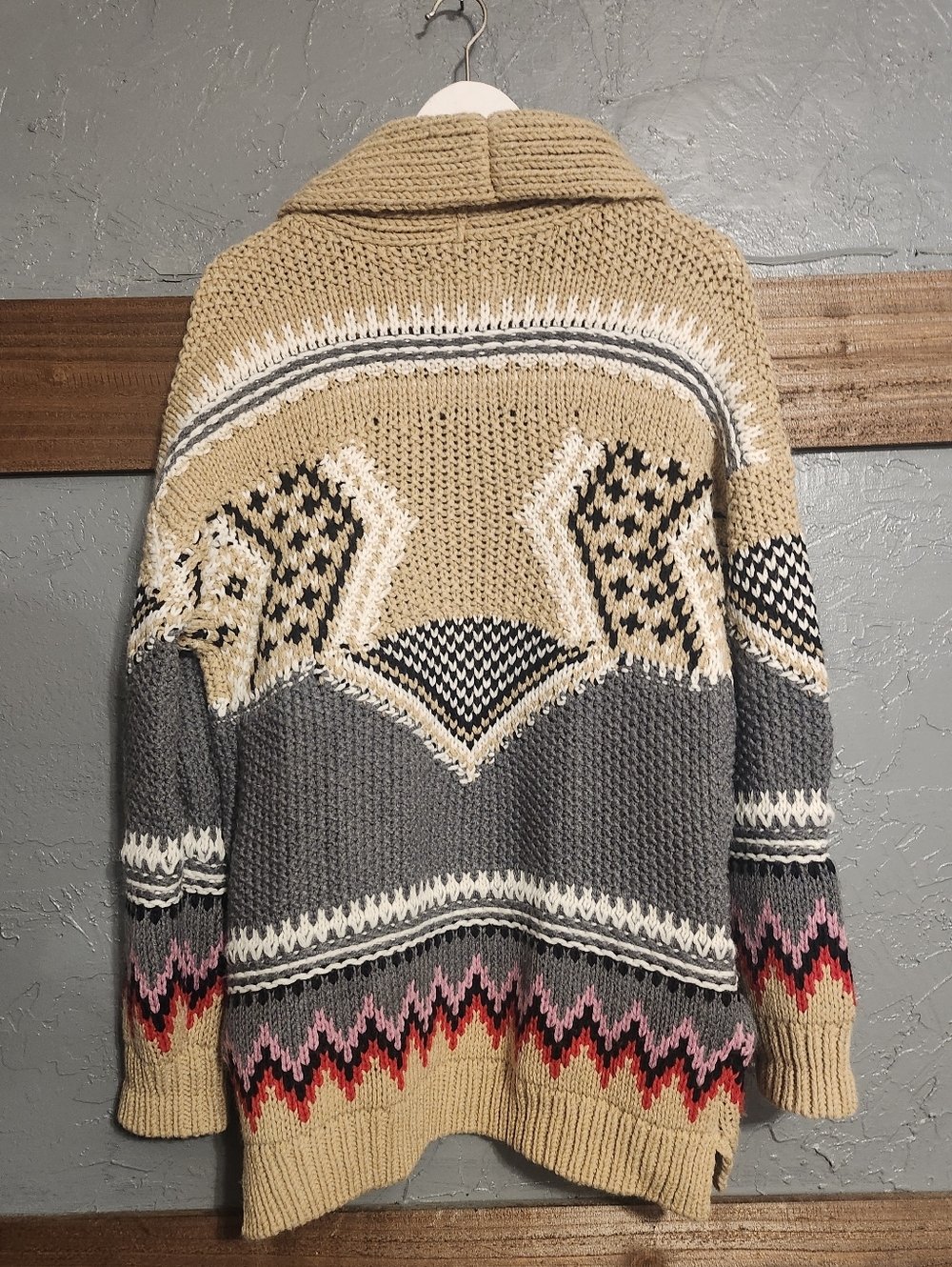 Lucky Brand Womens Size S Tribal Print Cardigan Chunky Sweater Wool Blend - Picture 3 of 5